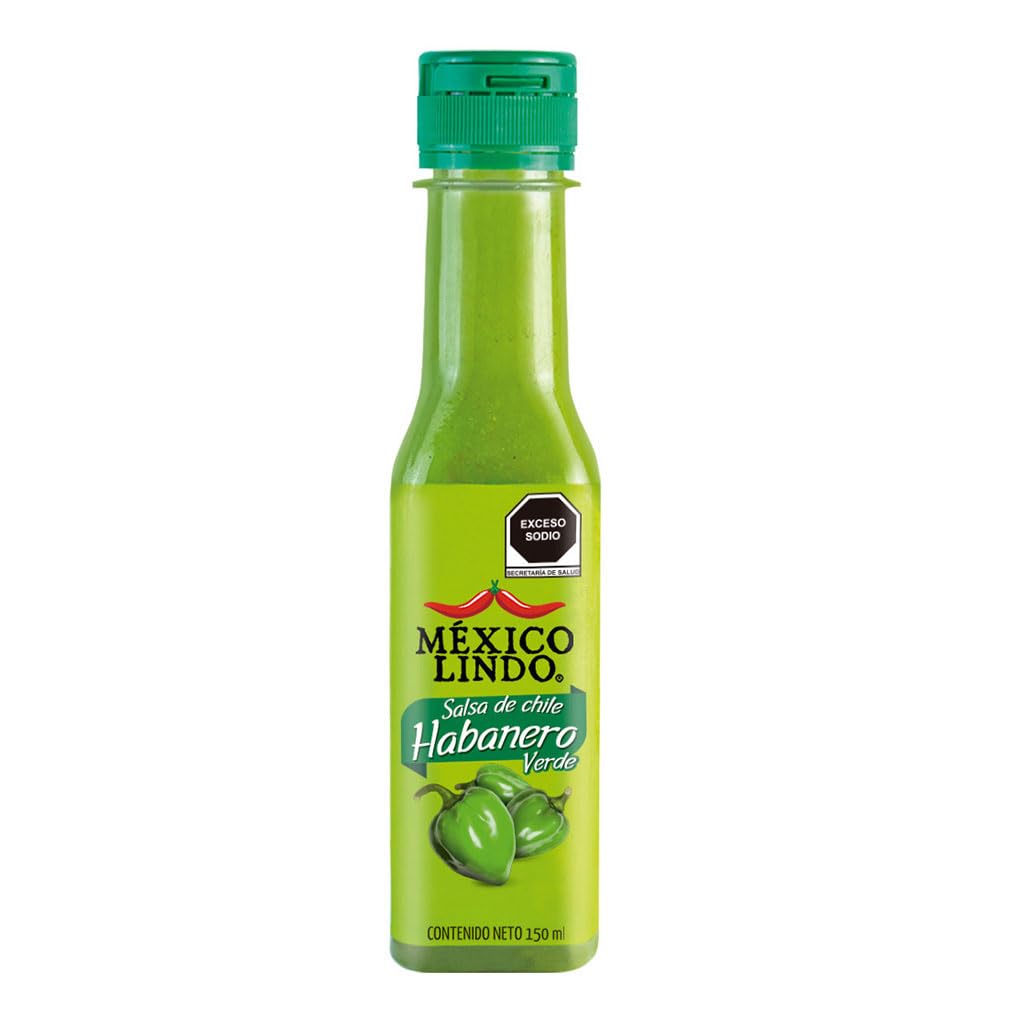 Authentic Mexico Lindo Green Habanero Hot Sauce - 5 fl oz (Pack of 2) - Spicy Flavor for Tacos, Burritos & Mexican Dishes - Perfect for Home Cooking & Restaurant Use