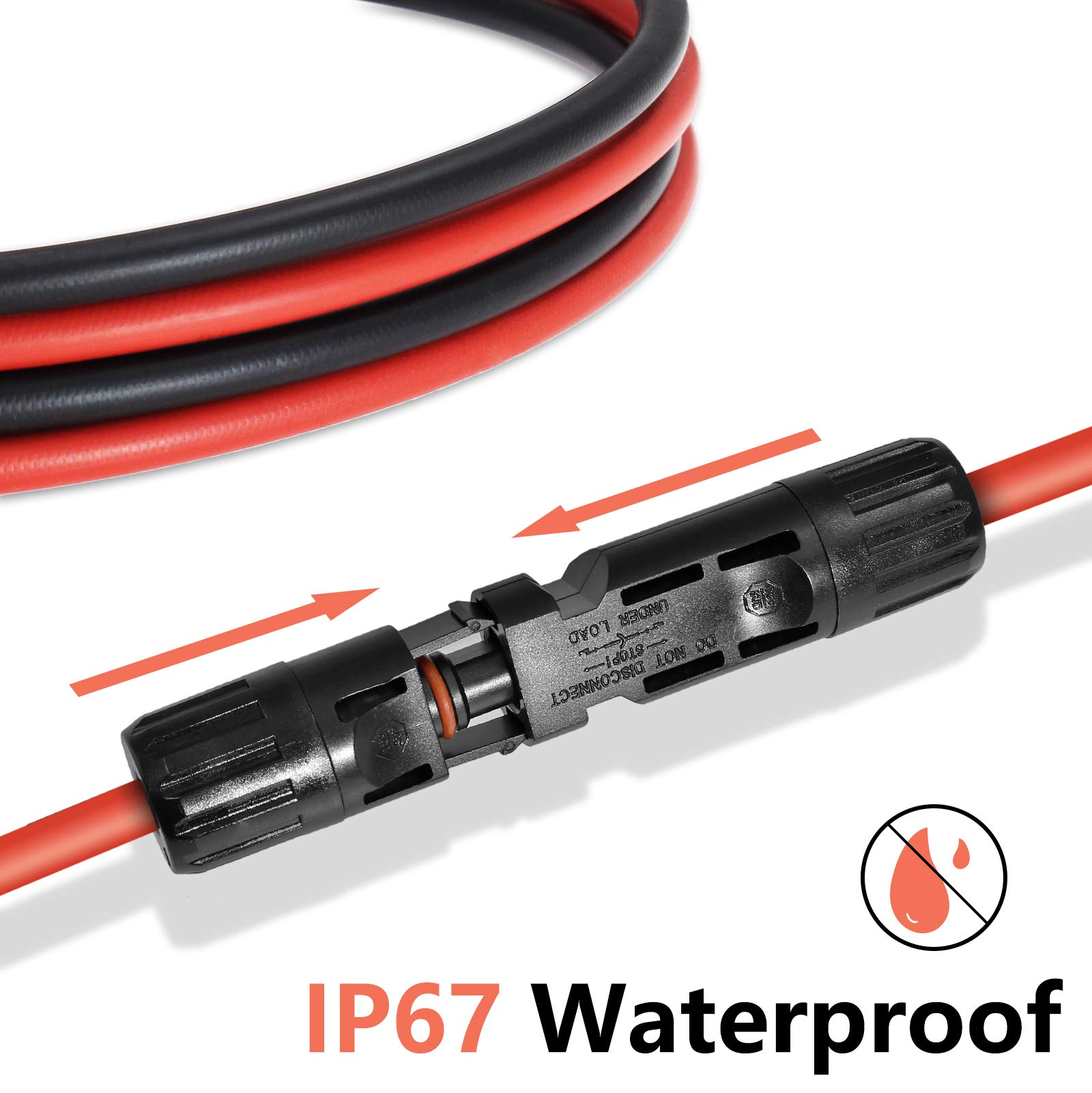 5FT Black and Red 12AWG (4mm²) Solar Panel Extension Cable with MC4 Connectors - Waterproof Solar Wire for RV, Boat, Off-Grid Systems (Set of 2) - Perfect for Solar Panel Connections and Power Extensions