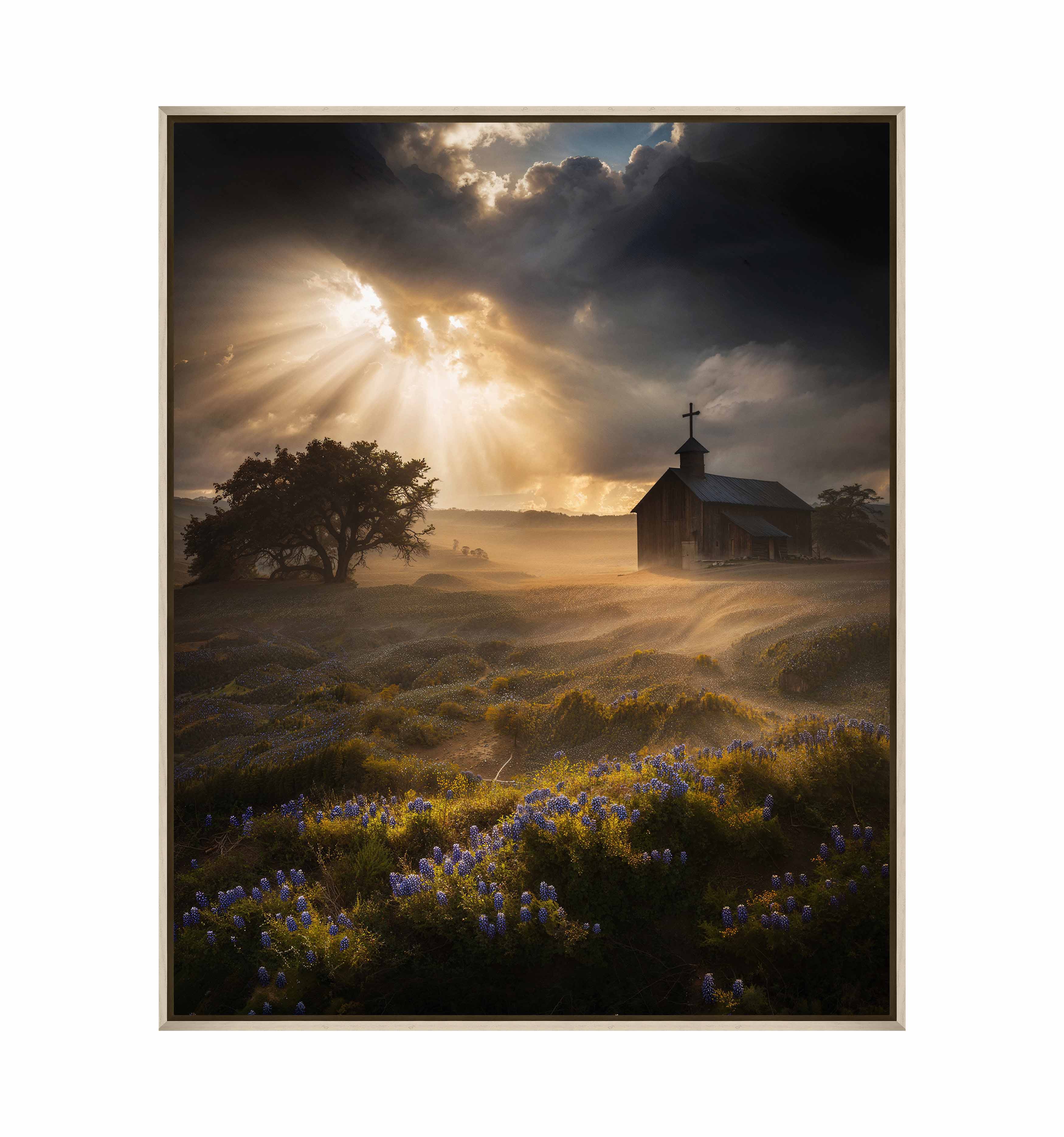 Celestial Rays Over Lone Star Land II - Stunning Galaxy Space Art Print on Gallery Wrapped Canvas - Perfect for Living Room, Bedroom & Office Wall Decor