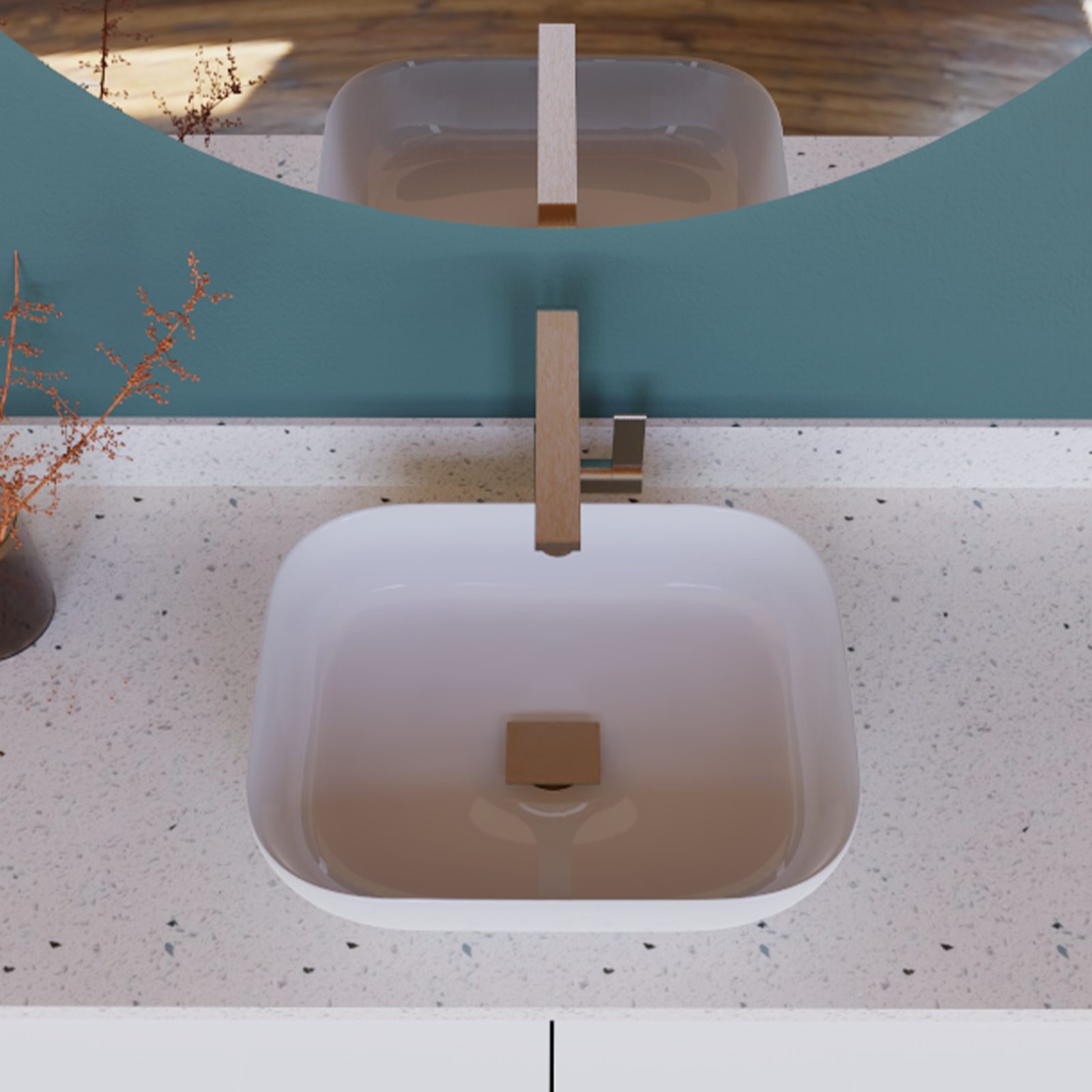 DAX 82012 Square Vanity Sink Pop Up Drain - 2 3/4 x 8 7/8 Inches Brass Bathroom Drain Stopper - Perfect for Bathroom Sink, Vanity, and Powder Room Renovations