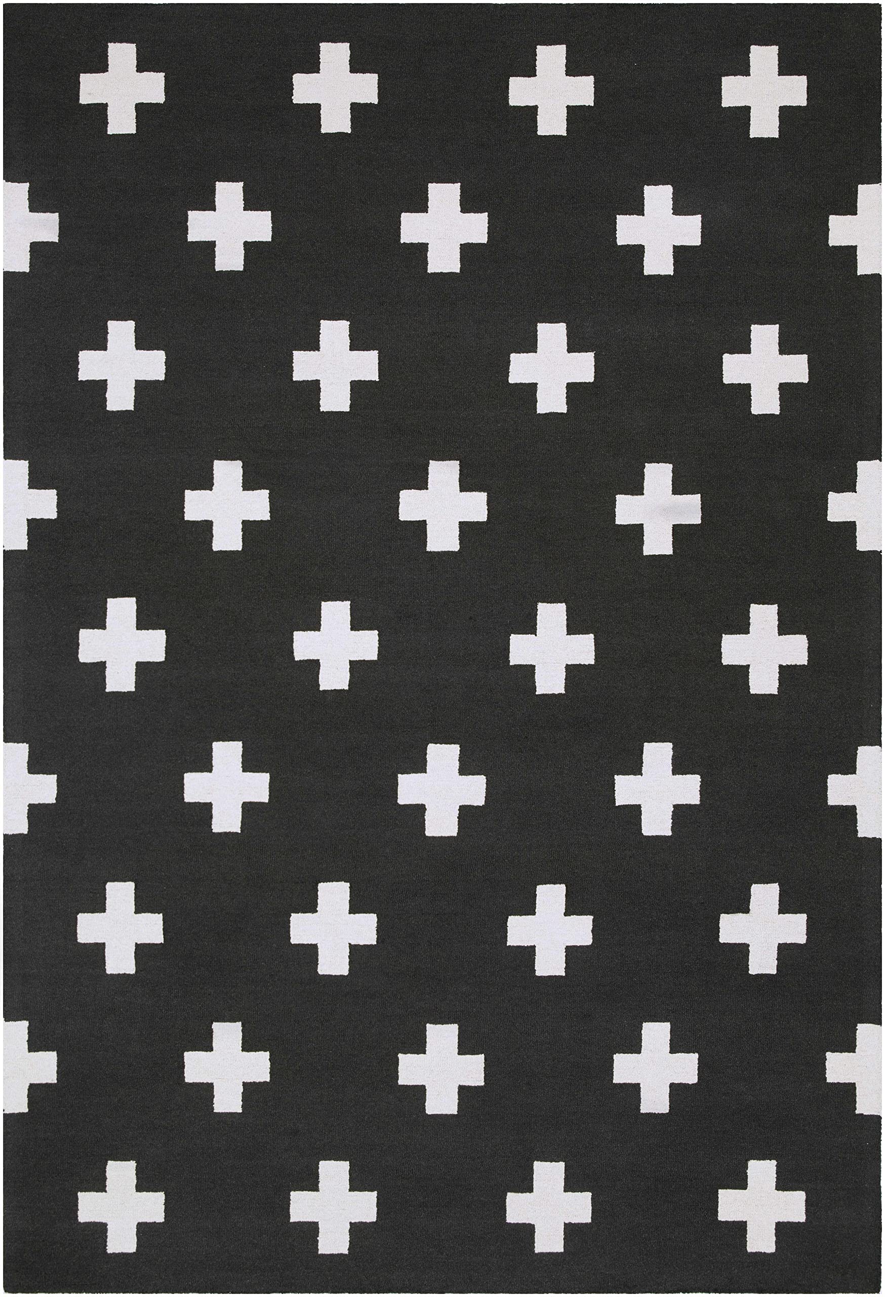 Hauteloom Shawanee Wool Area Rug 3' x 5' - Modern Black & White Handmade Rug for Living Room, Bedroom - Soft & Durable Home Decor - Perfect for Cozy Spaces, Home Office & Nursery
