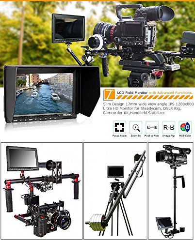 FEELWORLD FW-759 7 Inch Ultra Slim On-Camera Field Monitor with 1280x800 HD Resolution & HDMI Input - Perfect for DSLR, Mirrorless, and Video Camera Shooting