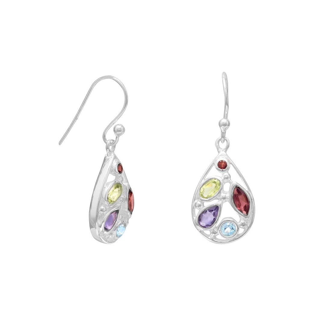 925 Sterling Silver French Wire Earrings for Women - Dainty Multi-Shape Gemstone Stud Earrings | Perfect Gift for Her, Birthday, Anniversary & Everyday Elegance