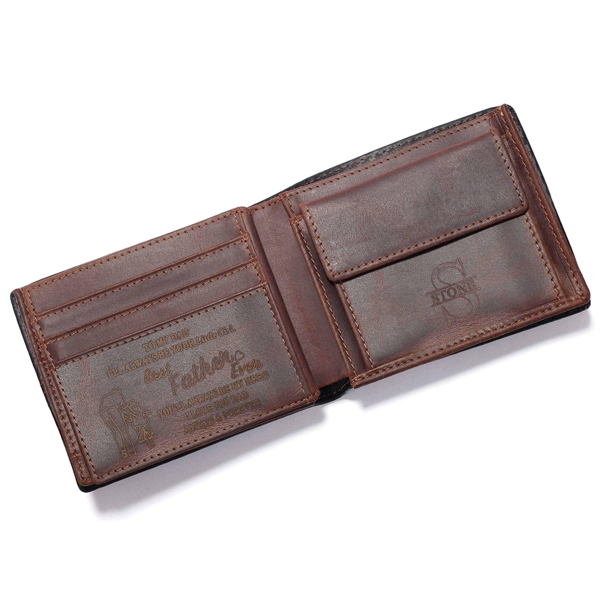 Personalized Engraved Leather Wallet for Men - Custom Bifold Wallets for Dad, Son, Husband & Boyfriend - Christmas, Birthday, Father's Day, Valentine's, Anniversary, Graduation & Wedding Gift - Engraved with Love Message - Perfect for Everyday Use, Travel & Special Occasions