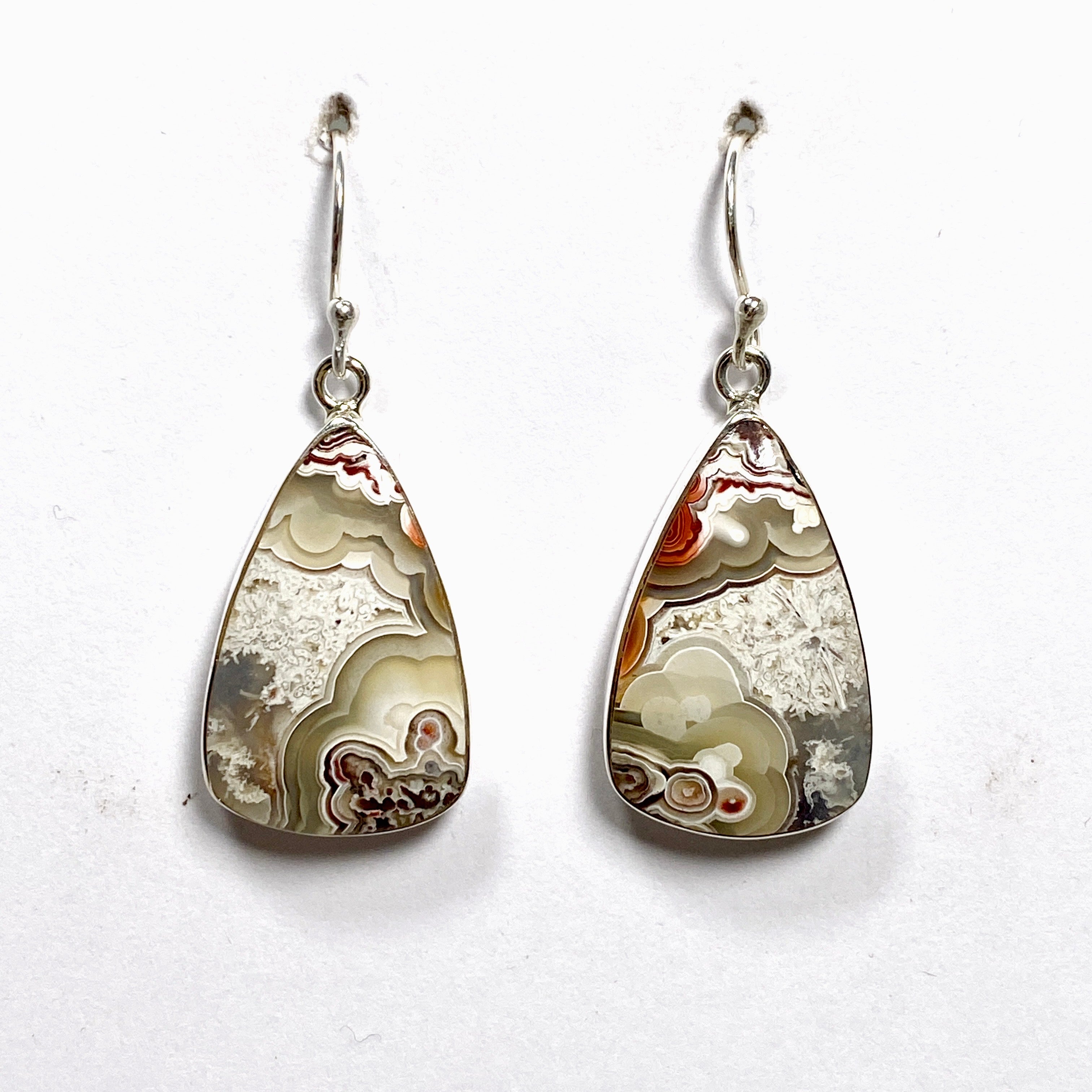Mexican Crazy Lace Agate Teardrop Earrings - Handmade Sterling Silver Dangle Earrings for Women | Boho Chic Jewelry for Parties, Weddings & Special Occasions