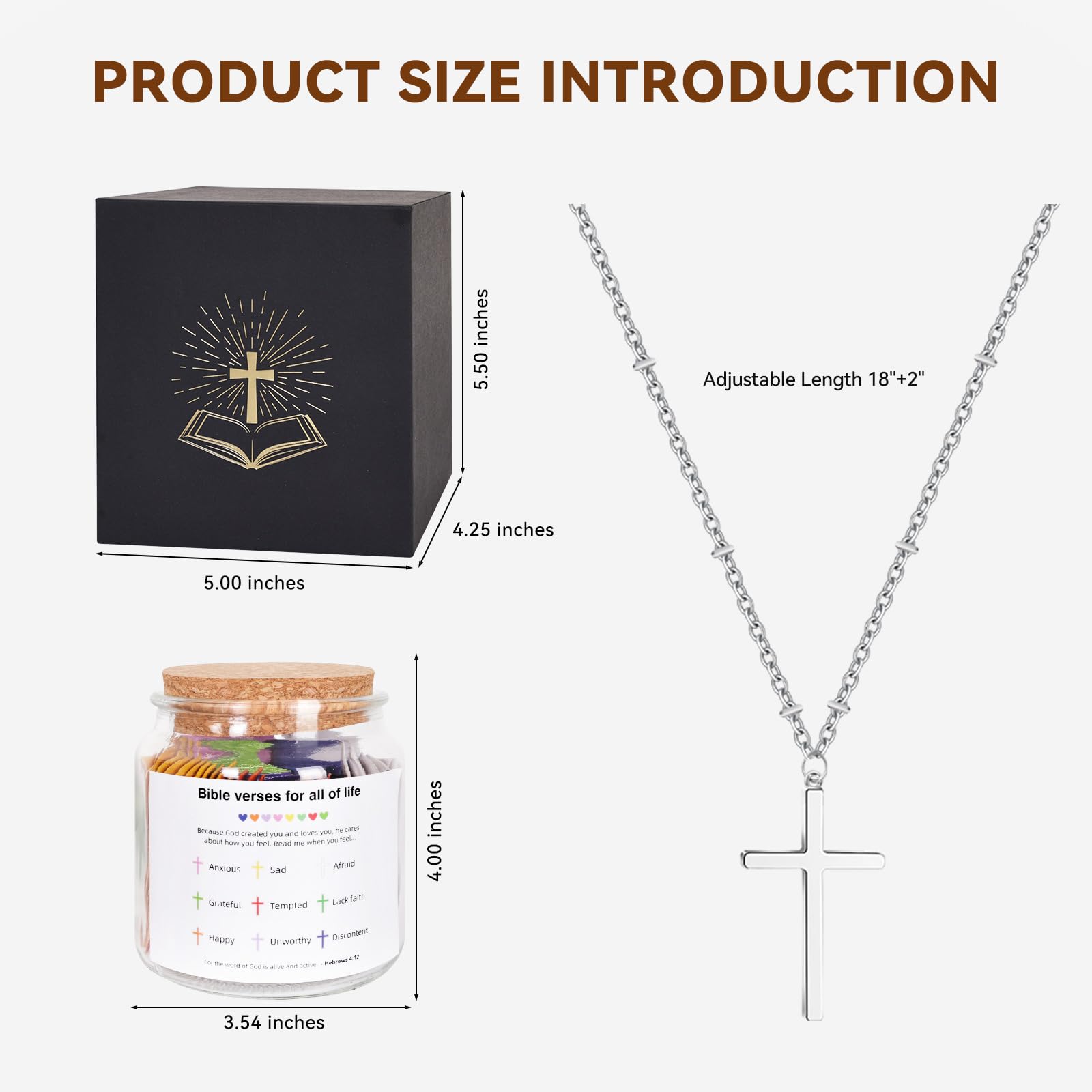 Large Christian Prayer Jar with Bible Verses & Cross Necklace - Perfect Gift for Women & Easter