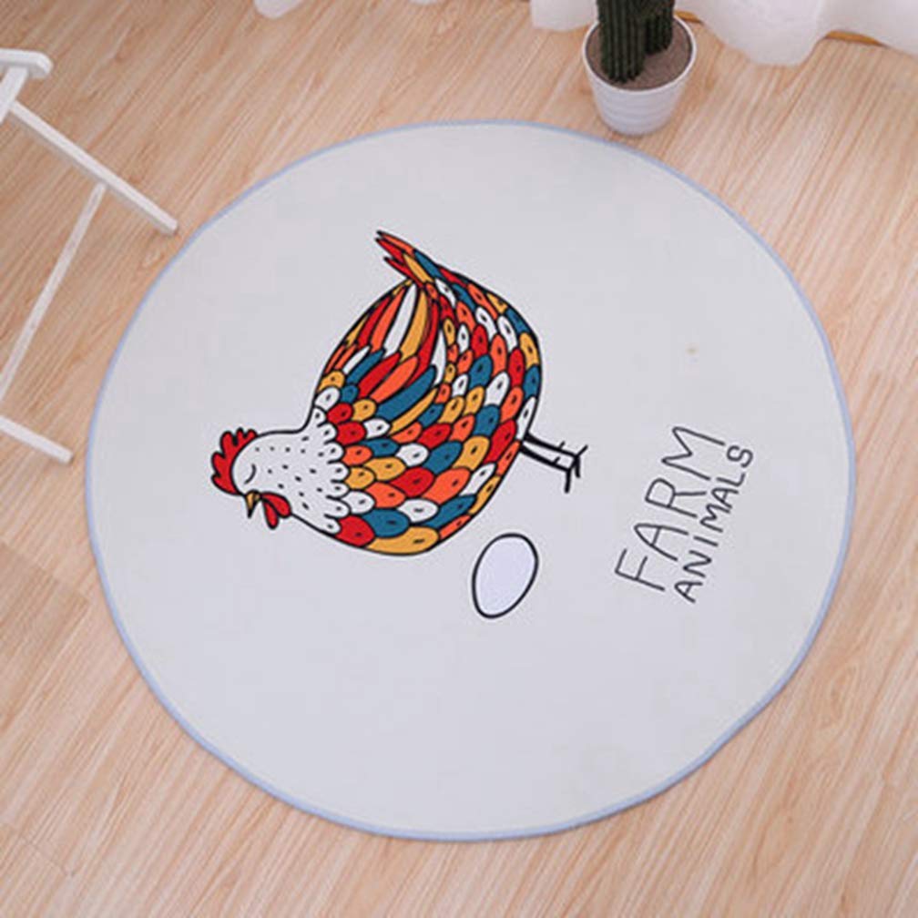MOXIC Soft Round Non-Slip Kids Rug - 3' X 3' Cartoon Chicken Design Play Mat for Nursery, Living Room & Bedroom | Safe Crawling Area Rug for Toddlers | Modern Nordic Home Decor Carpet for Playtime & Floor Protection