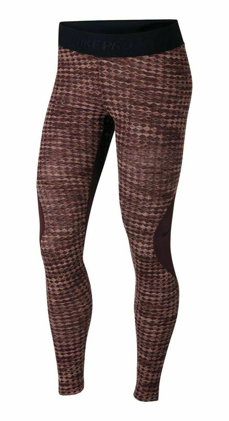 Nike Women's Pro Hyperwarm Training Tights - High Waisted Workout Leggings for Yoga, Running & Gym - Burgundy Crush/Black - Small - Cold Weather Performance & Layering
