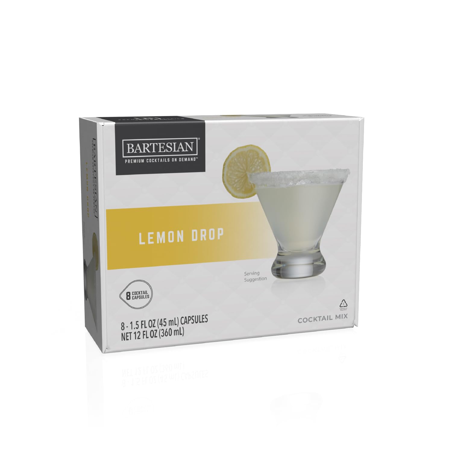 Bartesian Lemon Drop Cocktail Mixer Capsules - Pack of 8 Premium Cocktail Pods for Bartesian Machine (55446) | Perfect for Home Bars, Parties & Entertaining Guests
