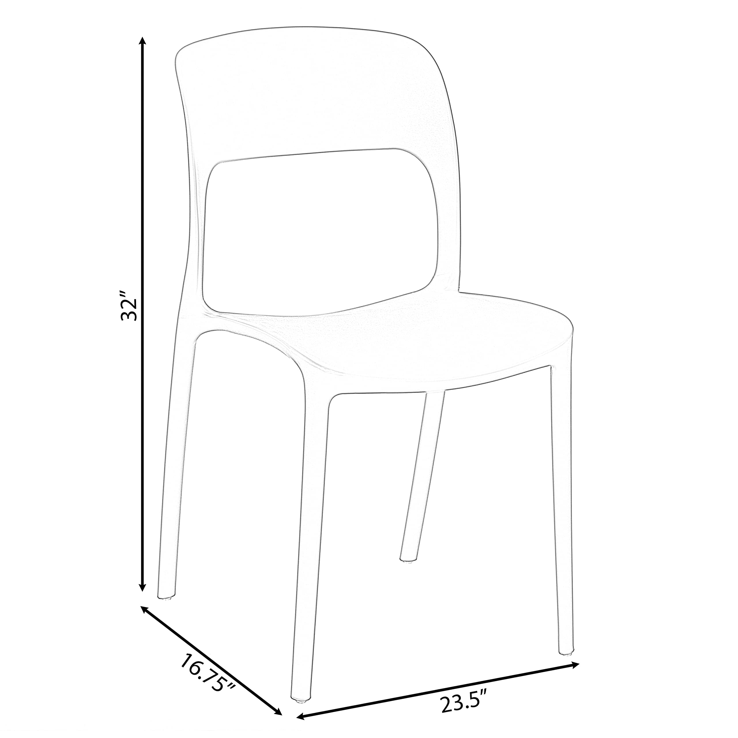 Fabulaxe Modern Plastic Outdoor Dining Chair with Open Curved Back - Lightweight & Weather-Resistant Patio Furniture for Garden, Poolside, and Backyard Dining (Blue)