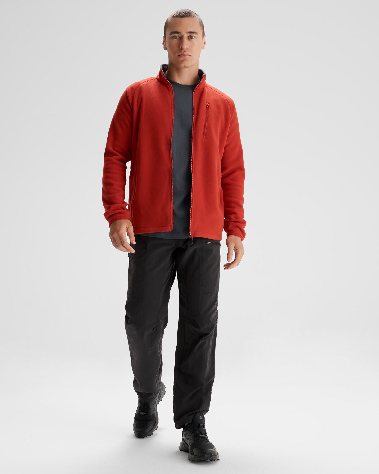 Men's Ridge 100 PrimaLoft Bio Fleece Jacket - Lightweight Warm Winter Coat for Hiking & Outdoor Activities - Spicy Chilli Pepper Color