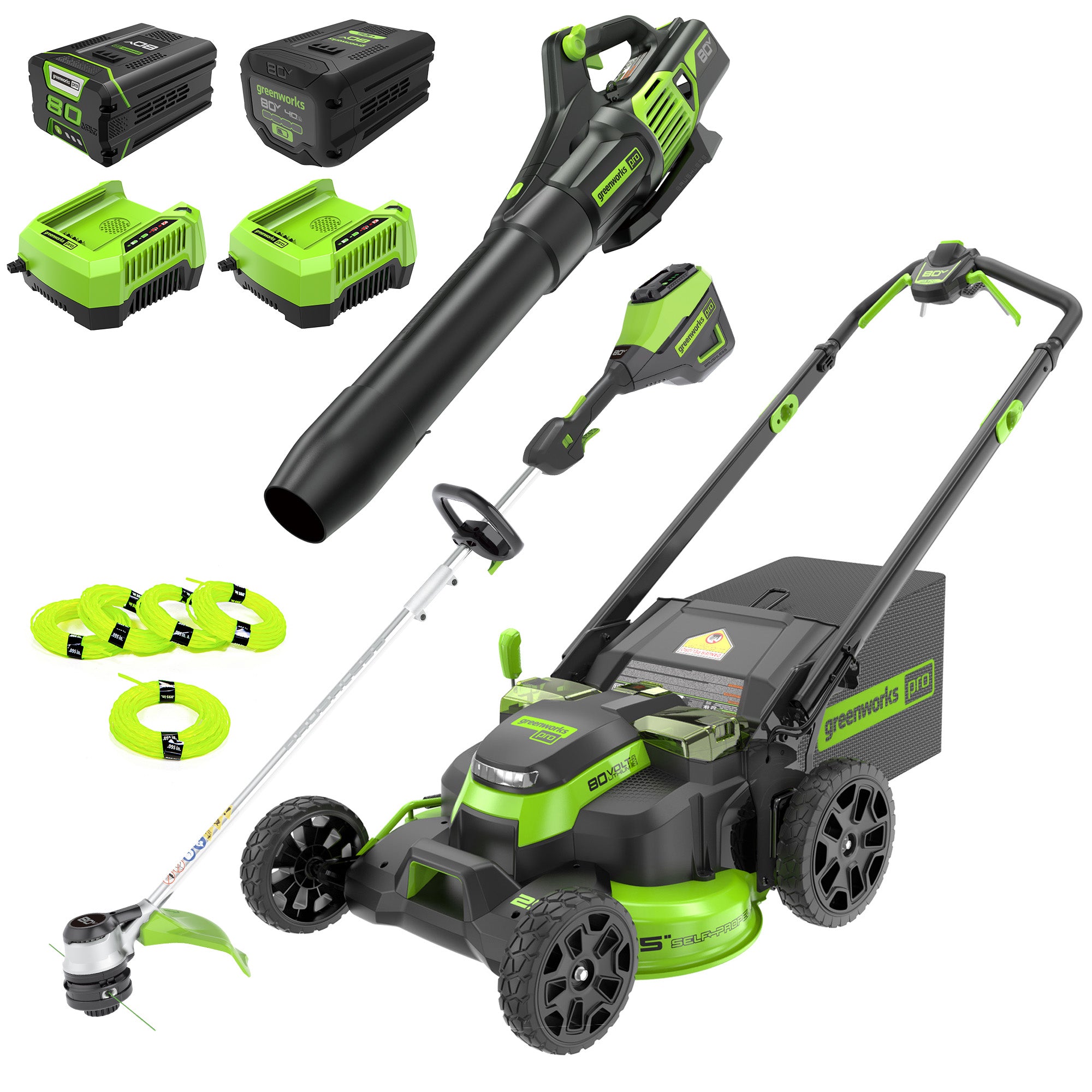 80V 25-Inch Cordless Self-Propelled Lawn Mower with Dual Blades - 3-Piece Combo Kit Includes (1) 4.0Ah Battery, (1) 2.5Ah Battery & (2) Rapid Chargers - Perfect for Large Yards, Landscaping Professionals, and Effortless Lawn Maintenance