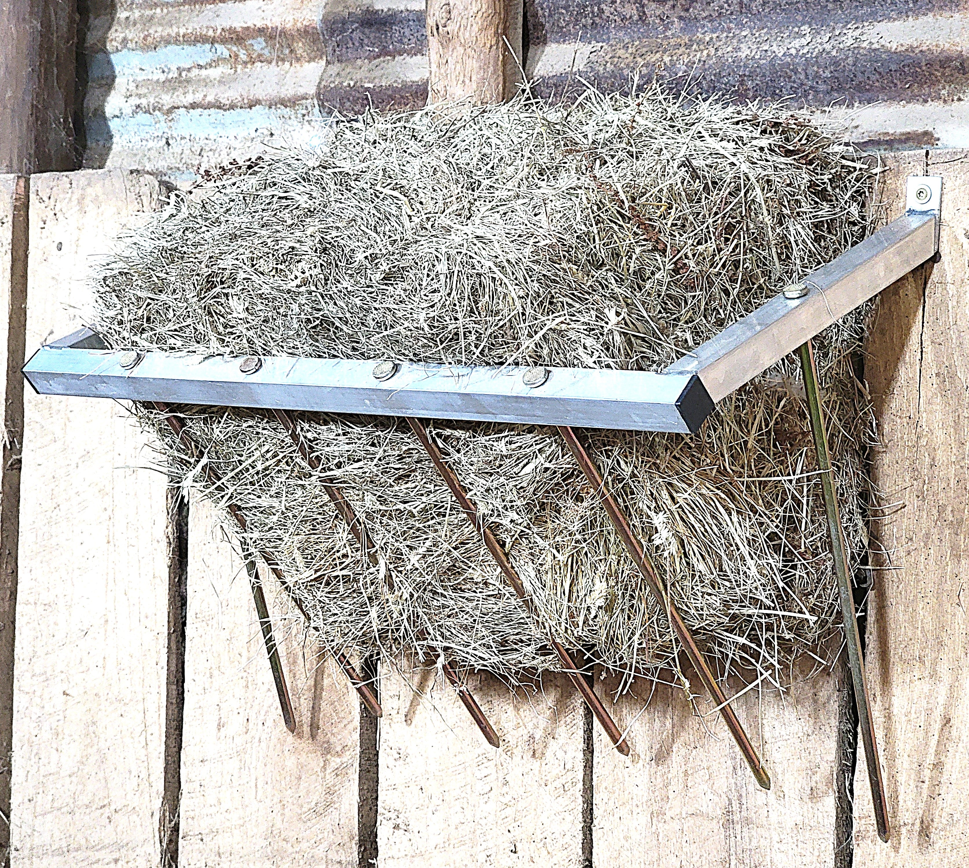 24 Inch Wall Mounted Sheep & Goat Two Flake Hay Feeder - Durable Aluminum Alloy - USA Made - Perfect for Barns, Stables & Pastures