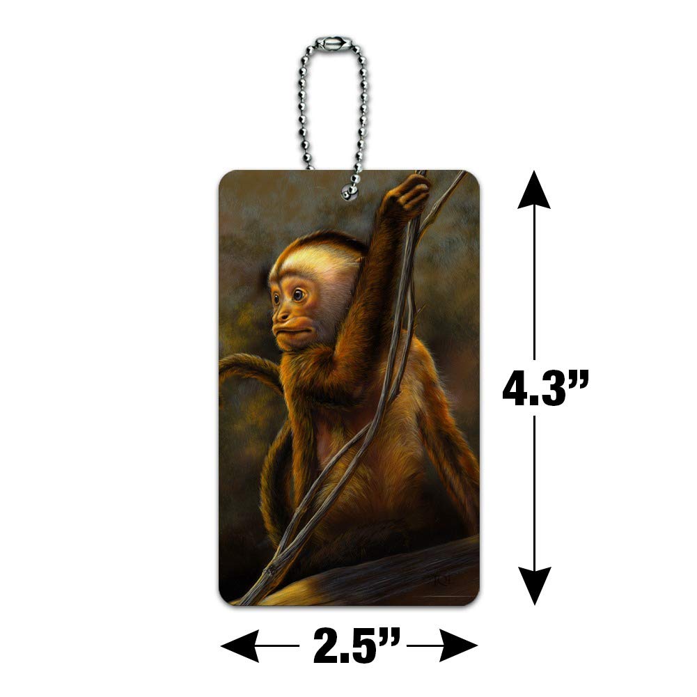 Vintage Capuchin Monkey Organ Grinder Luggage Tag - Unique Suitcase ID Card for Carry-On Bags | Perfect for Travel, Vacation & Gift Giving
