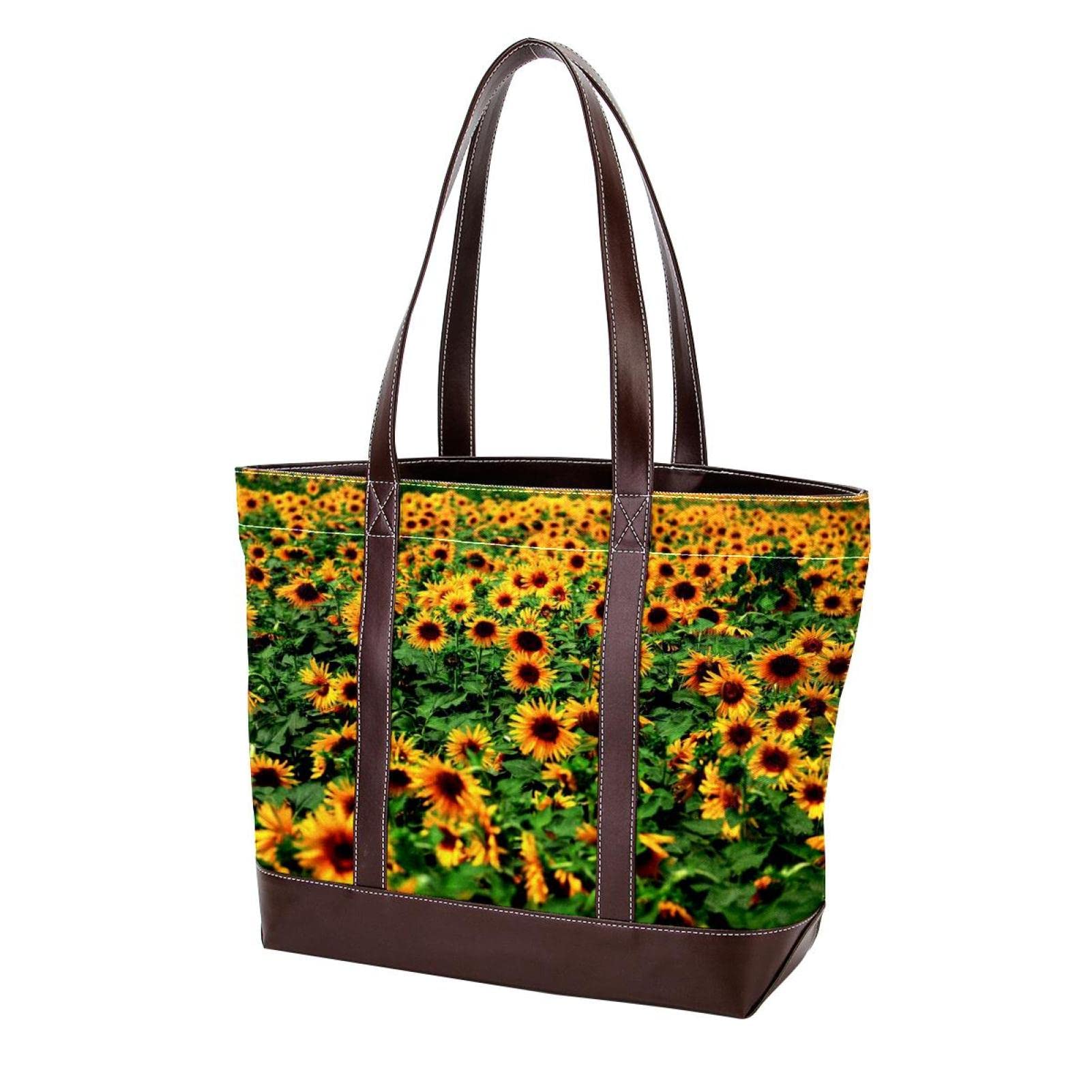Vibrant Leather & Canvas Tote Bags for Women - Large Top Handle Shoulder Satchel Hobo Purse - Perfect for Work, Travel & Shopping