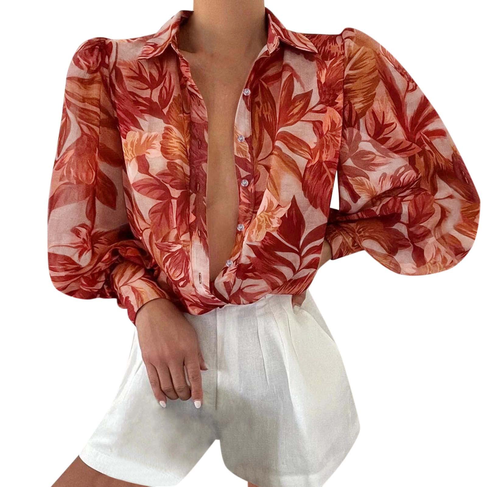 Women's White V-Neck Long Sleeve Printed T-Shirt - Sexy Casual Blouse & Cardigan for Everyday Wear, Date Night & Office Outfits