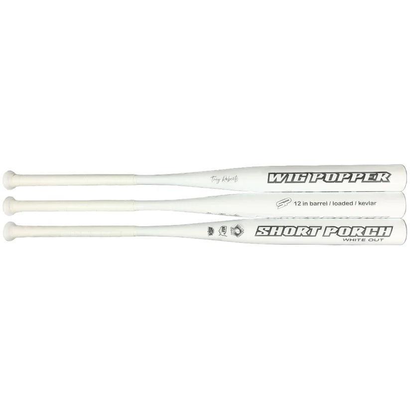 2025 Short Porch Wig Popper Whiteout End Loaded 1-Piece Kevlar Slowpitch Softball Bat - Senior League Approved for Power Hitters & Tournament Play | Perfect for Competitive Games & Practice Sessions