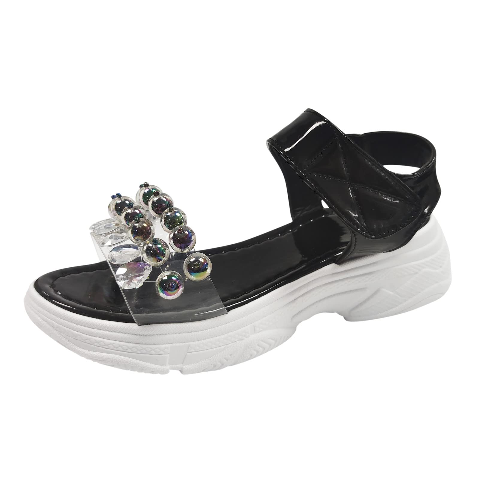Women's Rhinestone Platform Sandals Size 7 - Slip On Espadrille Wedge Sandals for Women | Perfect for Summer Outfits, Beach Vacations & Casual Wear