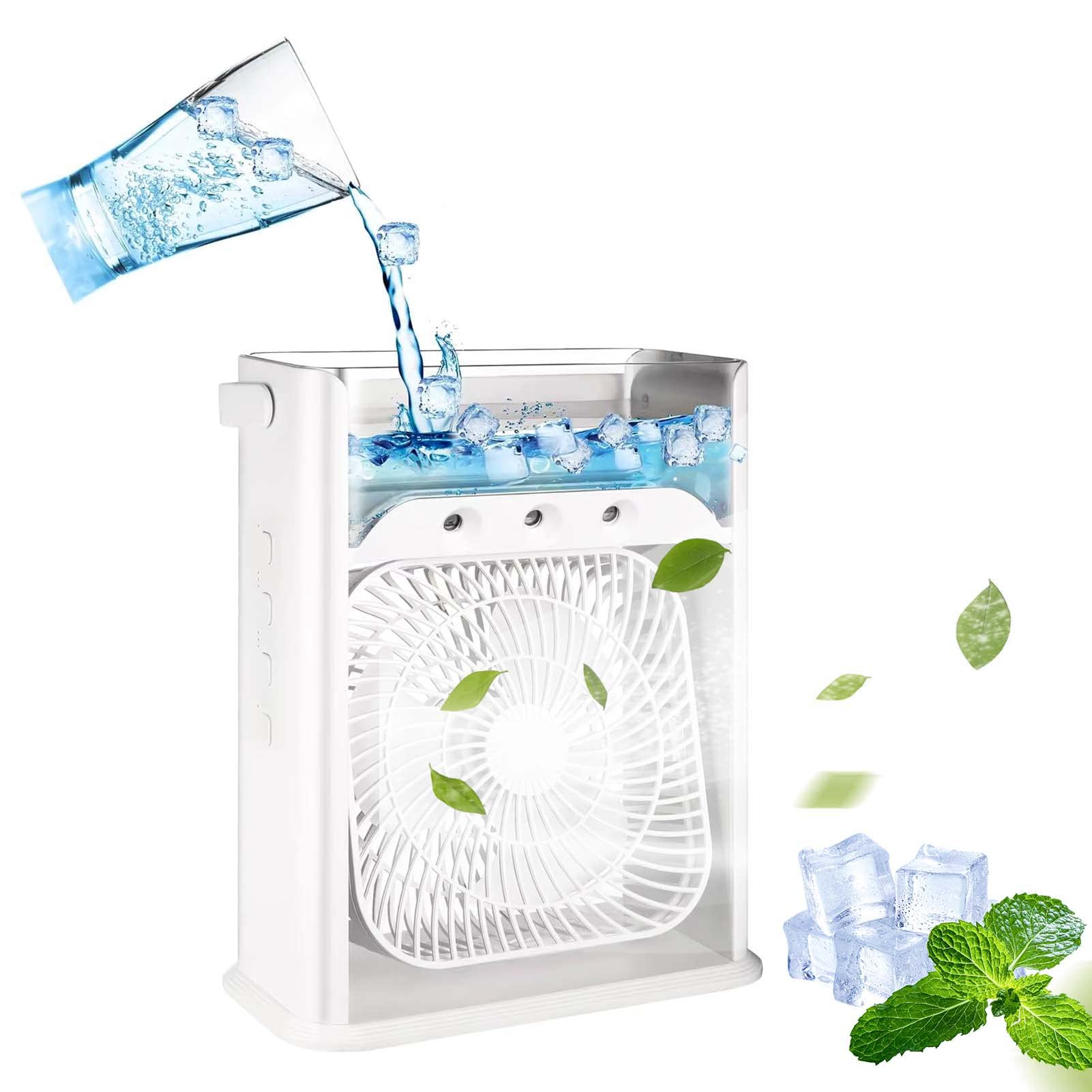 Andoer 3-in-1 Portable Air Conditioner Fan with Water Cooler & Humidifier - 7 Color LED Night Light, USB Desktop Fan, 3 Speed Settings - Perfect for Home, Office, Bedroom, Outdoor Camping & Summer Cooling