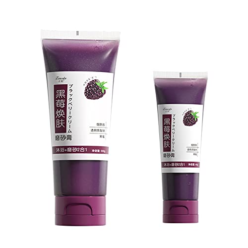 Organic Blueberry Blackberry Body Scrub - Exfoliating & Anti-Cellulite Treatment for Smooth Skin & Pore Decongestion - Natural Skin Rejuvenation for Spa Day, Self-Care Routine & At-Home Skincare (Purple)