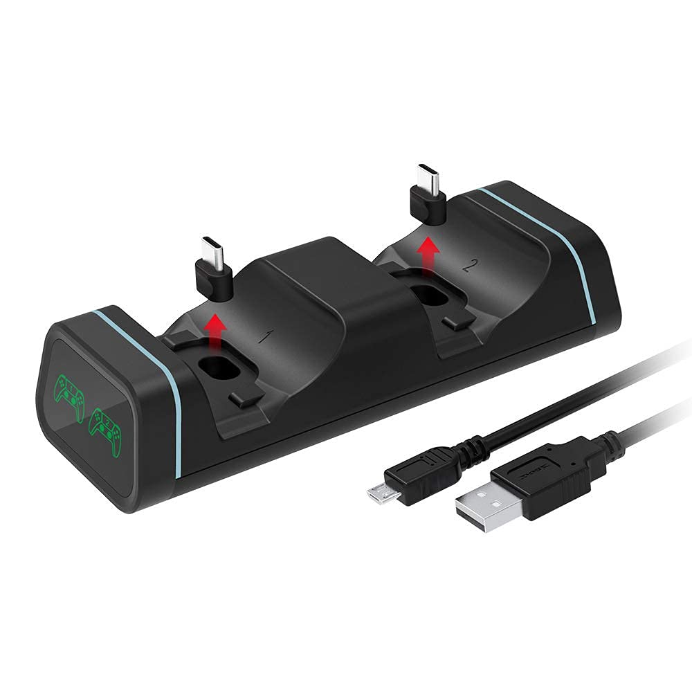 Universal Controller Charger & USB-C Adapter - Fast Charging Dock Station for PS5, Nintendo Switch Pro, Xbox Elite 2 & Google Stadia Controllers | Gaming Accessories for Home & Travel Use