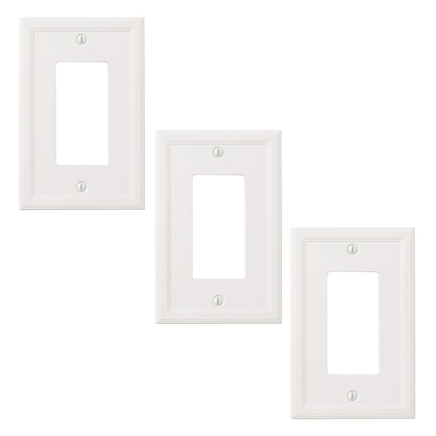 **Questech Decor Light Switch Covers – Insulated Single Rocker Wall Plates for Electrical Outlets, 1-Gang GFCI Switch Plates (Standard Size, White, 3-Pack) – Perfect for Home, Office & Commercial Decor**