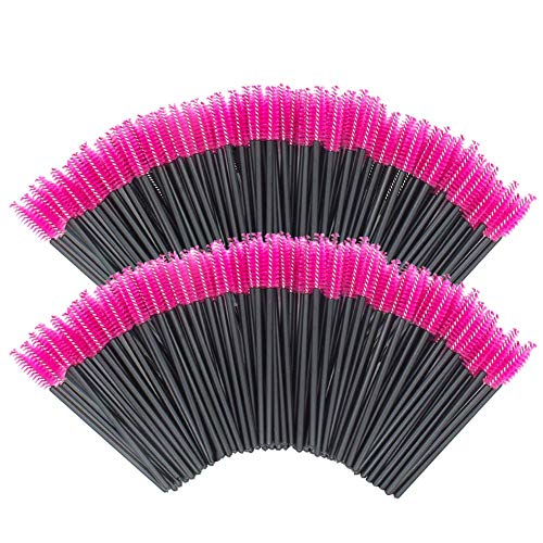 200 PCS Disposable Eyelash Brushes - Rose Red Mascara Wands & Spoolies for Lash Extensions, Eyebrows & Makeup | Perfect for Salon, Home Use & Professional Makeup Artists