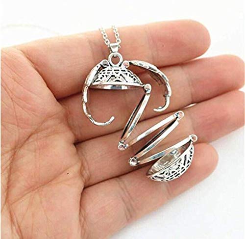 Magic 4 Photo Floating Locket Necklace - Angel Wings Pendant with Flash Box - Silver Fashion Jewelry for Memorial Gifts, Anniversary & Valentine's Day