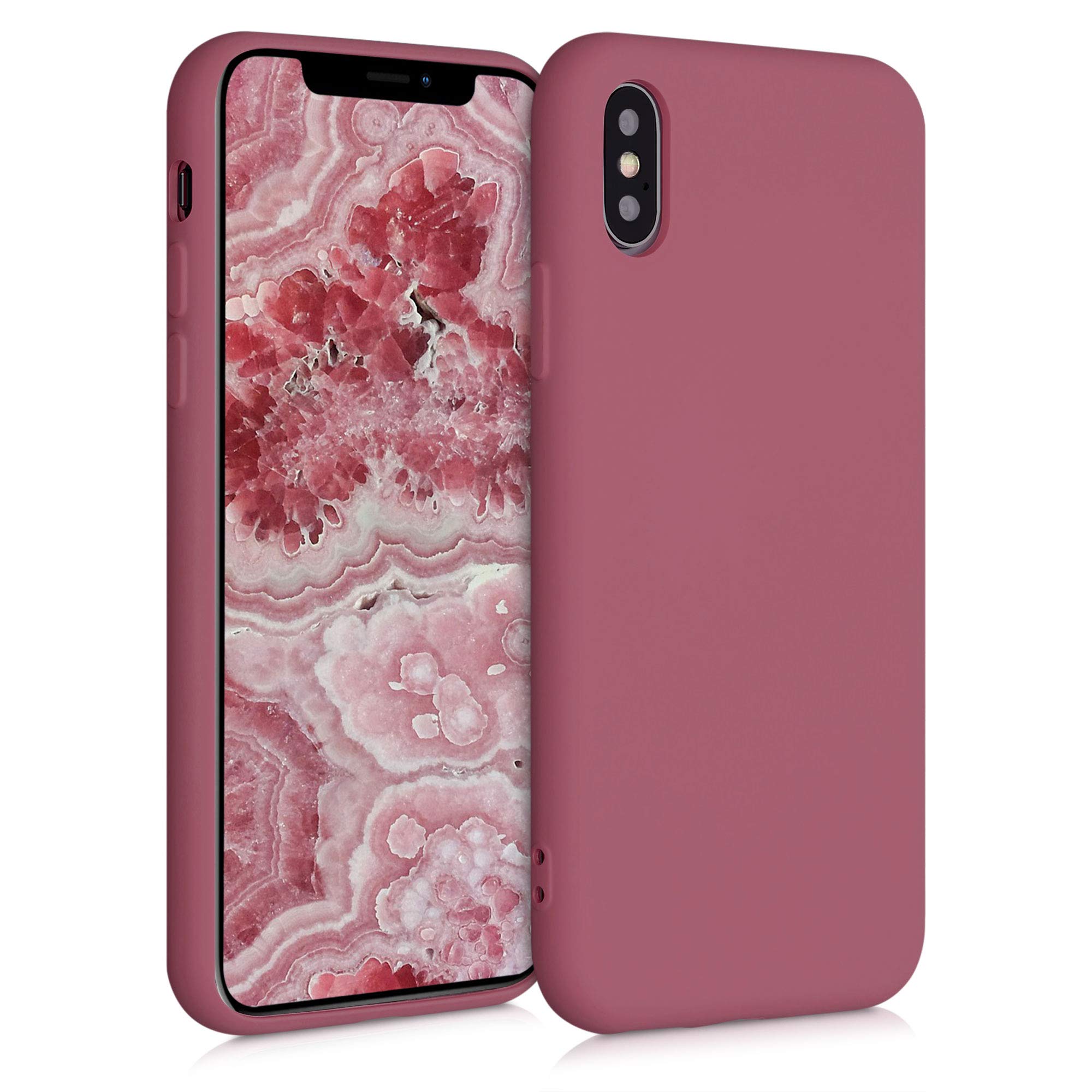 kwmobile Slim Protective TPU Silicone Phone Case Compatible with Apple iPhone Xs - Dark Rose | Shockproof Cover for Everyday Use, Work & Travel