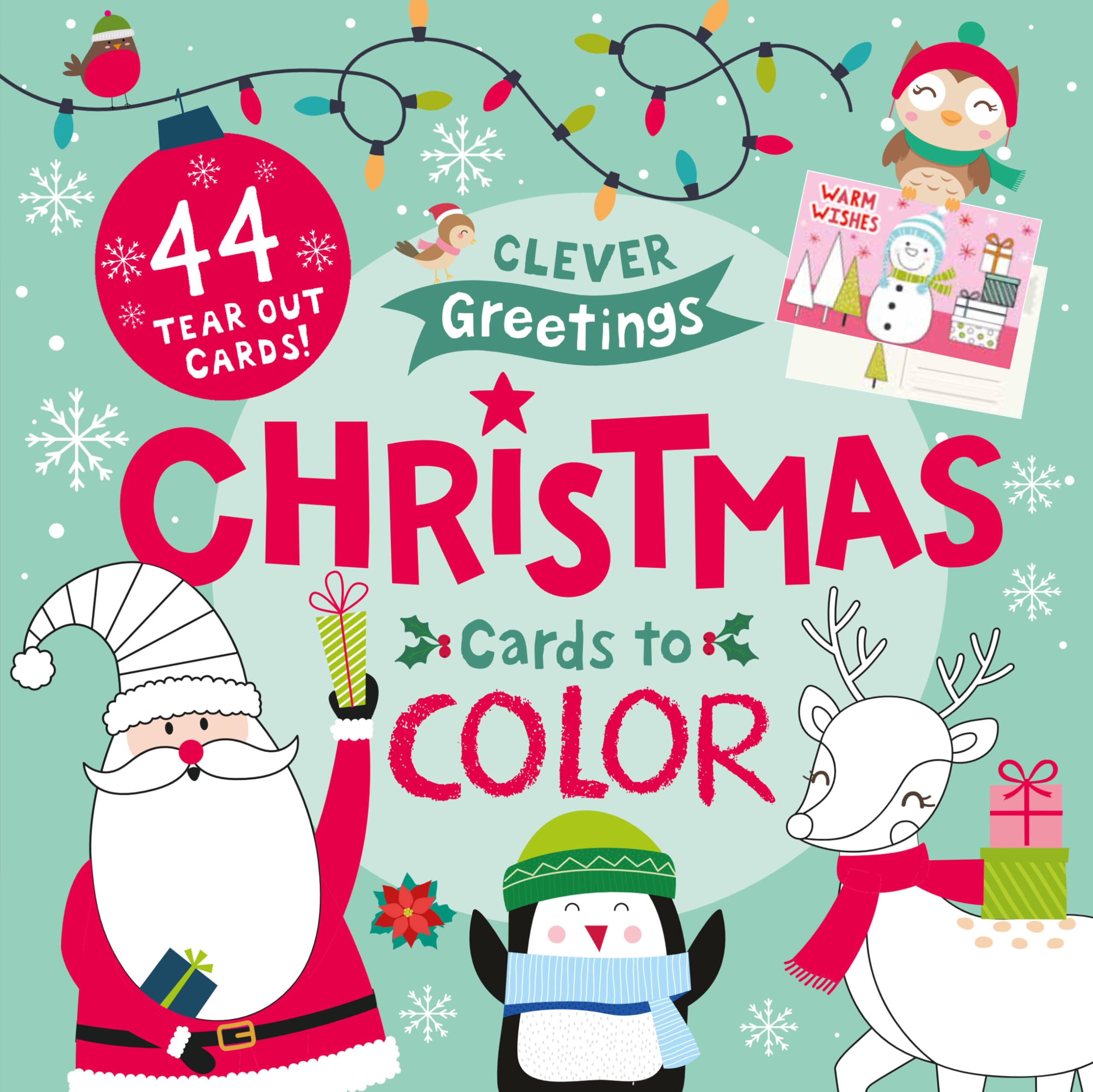 44 Christmas Coloring Cards for Kids & Adults - DIY Tear-Out Greeting Cards for Holiday Crafts, Gifts & Festive Decorations