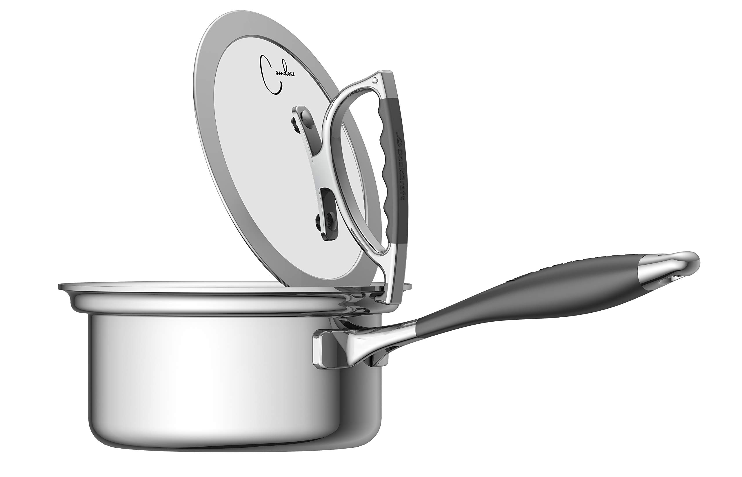 1.5 Quart Tri-Ply Stainless Steel Sauce Pan with Glass Lid - Aluminum Core, Dishwasher Safe - Perfect for Cooking Sauces, Soups & Melting Butter (by Candace)