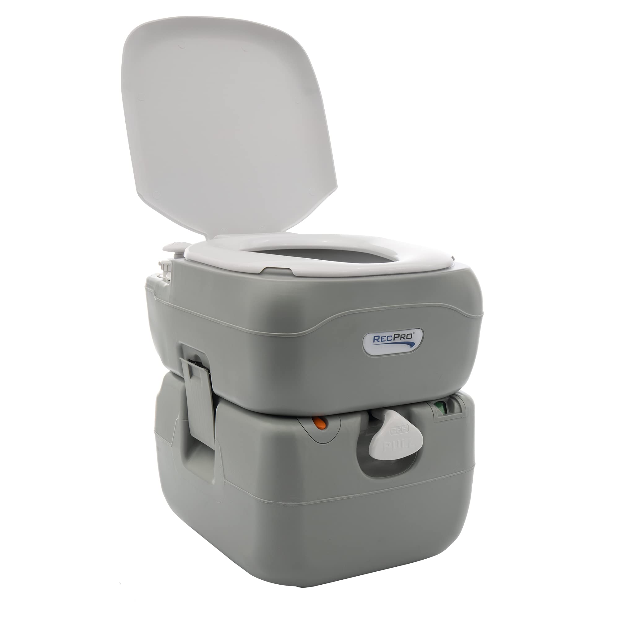 RecPro RV Toilet 5.8 Gallon Portable - Lightweight Camping & Travel Toilet with Level Indicator | 12L Fresh Water Tank & 22L Waste Tank | Perfect for RVs, Campers, Boats & Outdoor Adventures