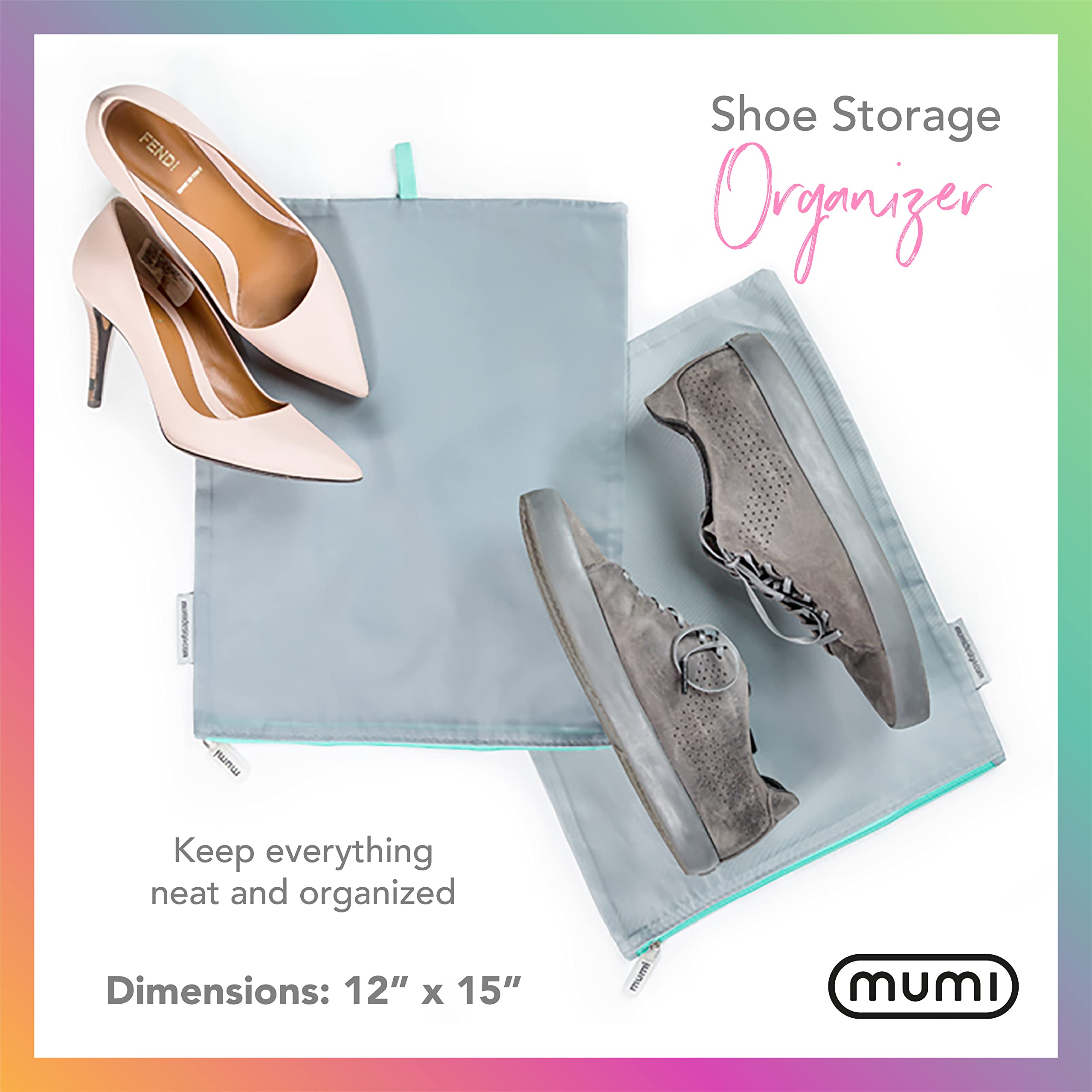 MUMI Waterproof Shoe Bags for Travel - Set of 2 Lightweight Shoe Organizers for Gym, Luggage & Closet Storage | Durable Shoe Packing Bags for Men & Women (Yellow) | Perfect for Air Travel, Sports Gear & Home Organization