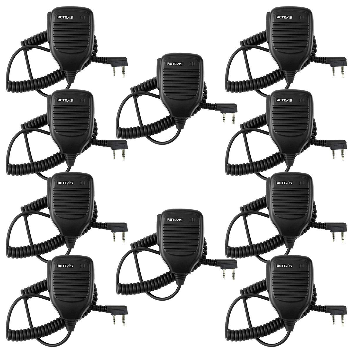 Retevis 2 Pin Shoulder Microphone Speaker - 5 Pack Walkie Talkie Mic Compatible with Retevis H-777 RT22 RT68 & Baofeng UV-5R BF-F8HP - Perfect for Security, Construction, and Outdoor Adventures