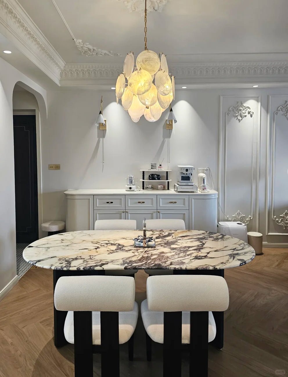 Elegant Aqua White Glass Murano Chandelier - Handcrafted Venetian Lighting Fixture for Dining Room, Bedroom & Living Room Decor