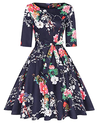 3/4 Sleeve - Floral Navy #3