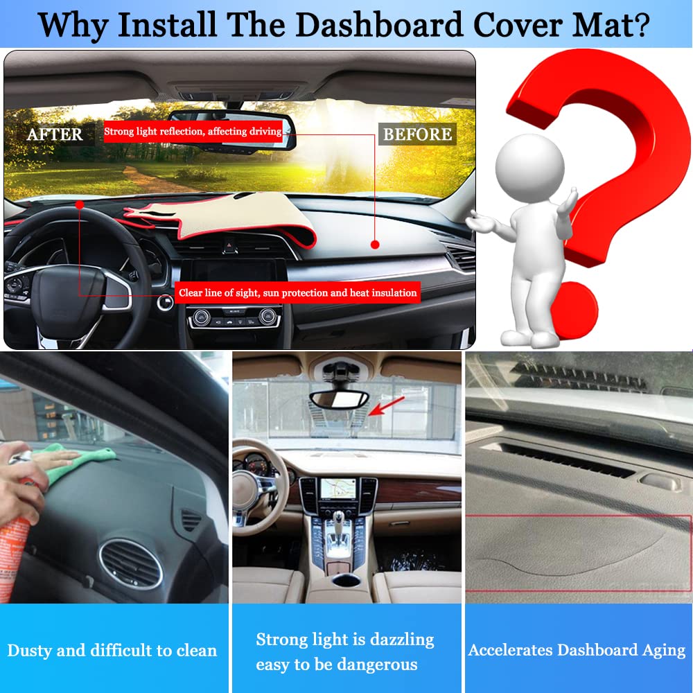 Custom Fit Honda Accord Dashboard Cover 2018-2022 - Anti-Slip Dash Mat Pad with Red Edge Trim | Perfect Car Interior Accessory for 2018-2022 Honda Accord Sedan (Non-HUD Models) | Protects Center Console from Scratches & Sun Damage