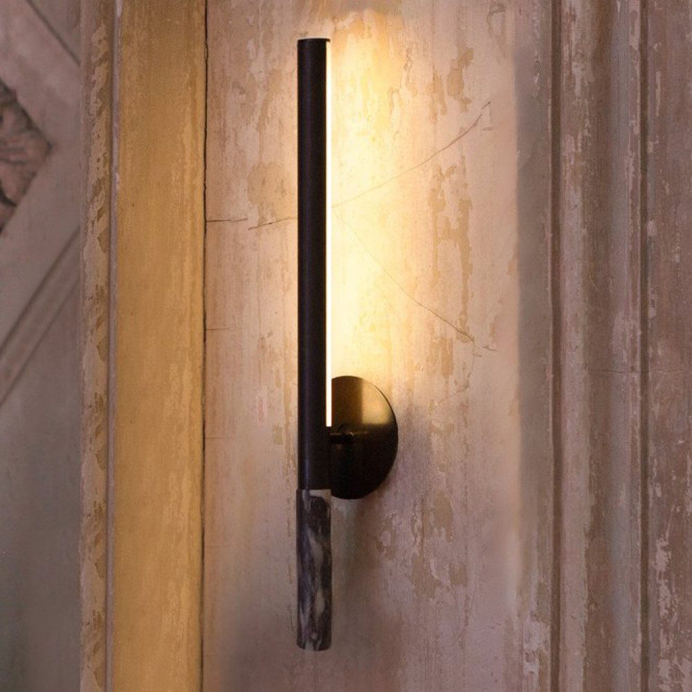 BEN TOVIM DESIGN Formation Wall Light Sconce - Patina Bronze & Calacatta Viola Marble | Modern Wall Lighting for Living Room, Bedroom, or Hallway