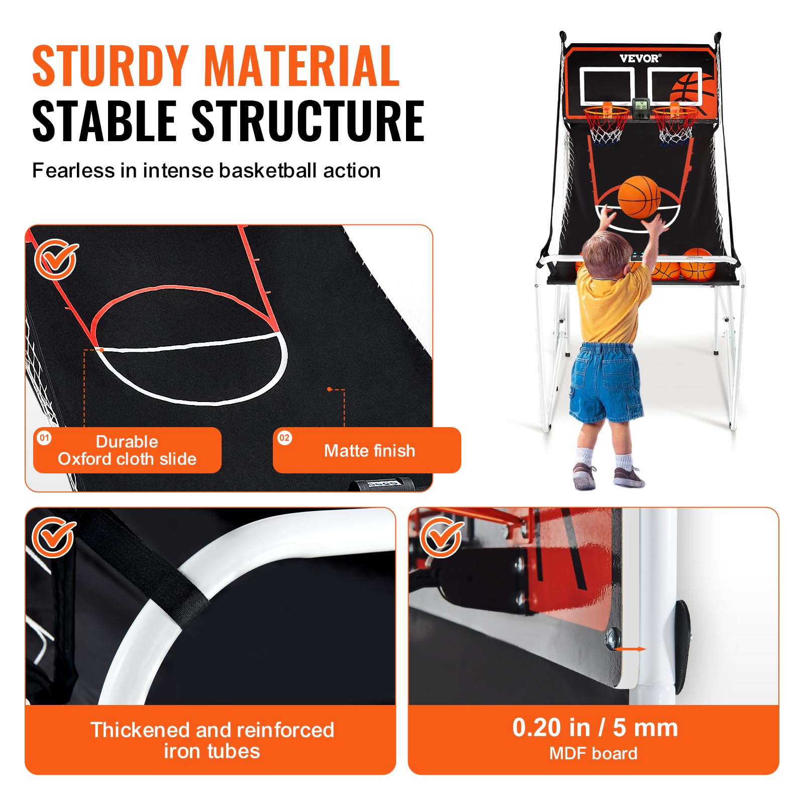 VEVOR 2 Player Indoor Basketball Arcade Game - Home Dual Pop-A-Shot with 8 Game Modes, Electronic Scoreboard & Air Pump - Fun Sports Game for Kids & Adults - Perfect for Family Game Rooms, Basement Entertainment & Birthday Parties
