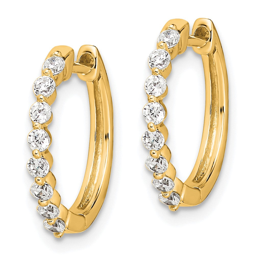 14K Gold Diamond Hinged Hoop Earrings - EM5395 033 YA | Elegant Everyday Jewelry for Women, Perfect for Work, Parties & Special Occasions