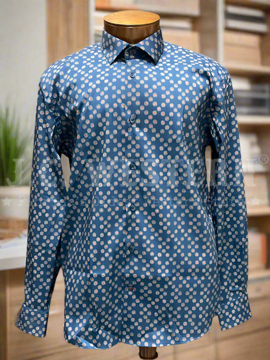 Men's Long Sleeve Dress Shirt - Navy Blue Formal Business Casual Shirt for Office, Wedding & Professional Events | Rangers LR 037