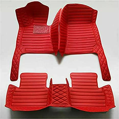 Premium All-Weather Waterproof Floor Mats for Tesla Model S/X/3 (2012-2021) - Custom Fit Luxury Car Mats with Logo - Perfect for Winter, Rain & Mud Protection (Red)