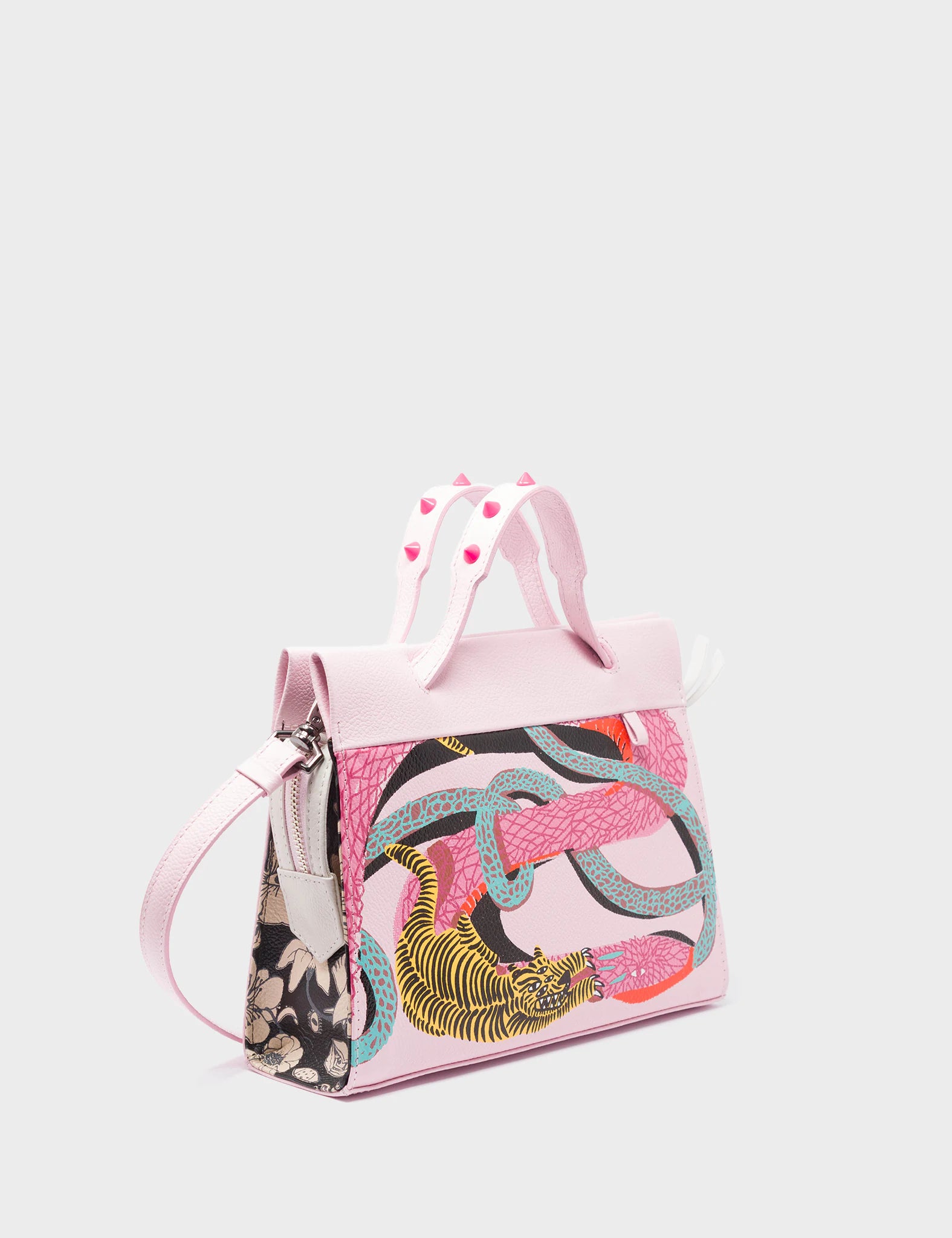 Vali Crossbody Small Parfait Pink Leather Bag - Tangle Tales Black Design - Stylish Women's Shoulder Purse for Everyday Use, Travel & Shopping