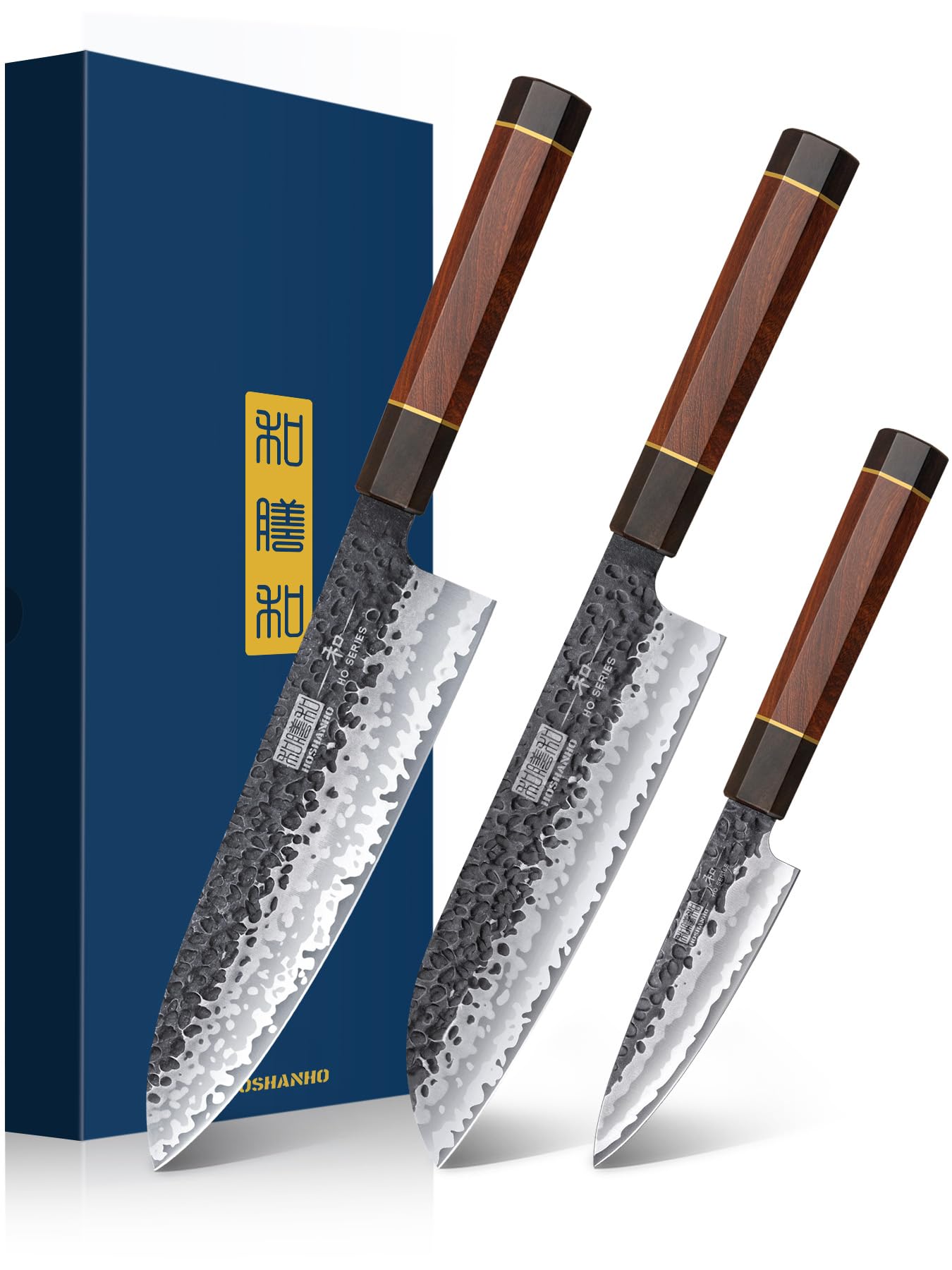 3-Piece Professional High Carbon Steel Kitchen Knife Set - Ultra Sharp Japanese Chef Knives with Ergonomic Handle & Gift Box - Perfect for Home Cooking, Restaurant Use, and Gift Giving