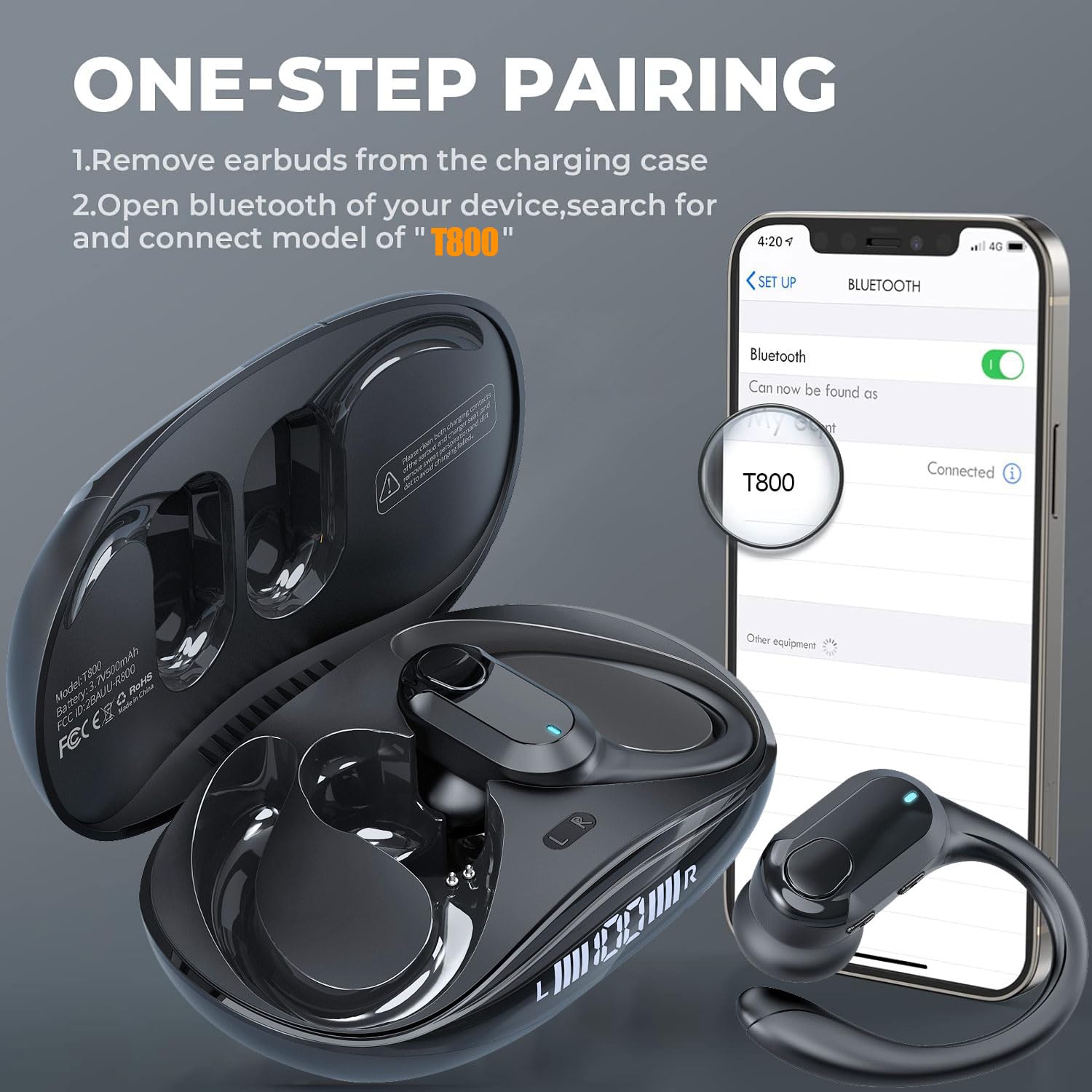 Wireless Bluetooth Earbuds 60H HiFi Stereo with HD Mic, IPX7 Waterproof for Gym & Sports
