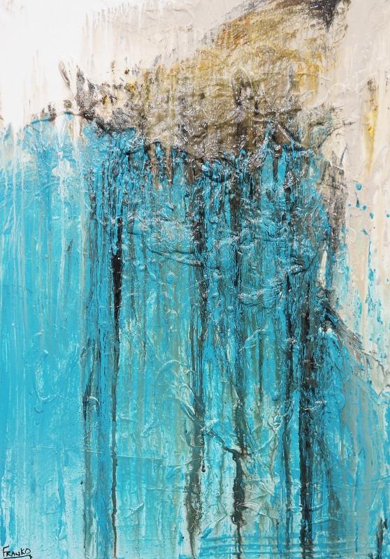 140cm x 100cm Blue Abstract Canvas Wall Art - Modern Hand Painted Oil Painting for Living Room, Bedroom & Office Decor