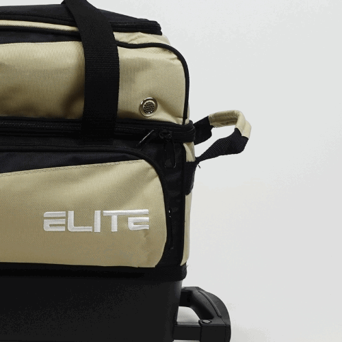 ELITE Deluxe Double Roller Bowling Bag - Sand & Black - Perfect for League Play, Tournaments & Travel