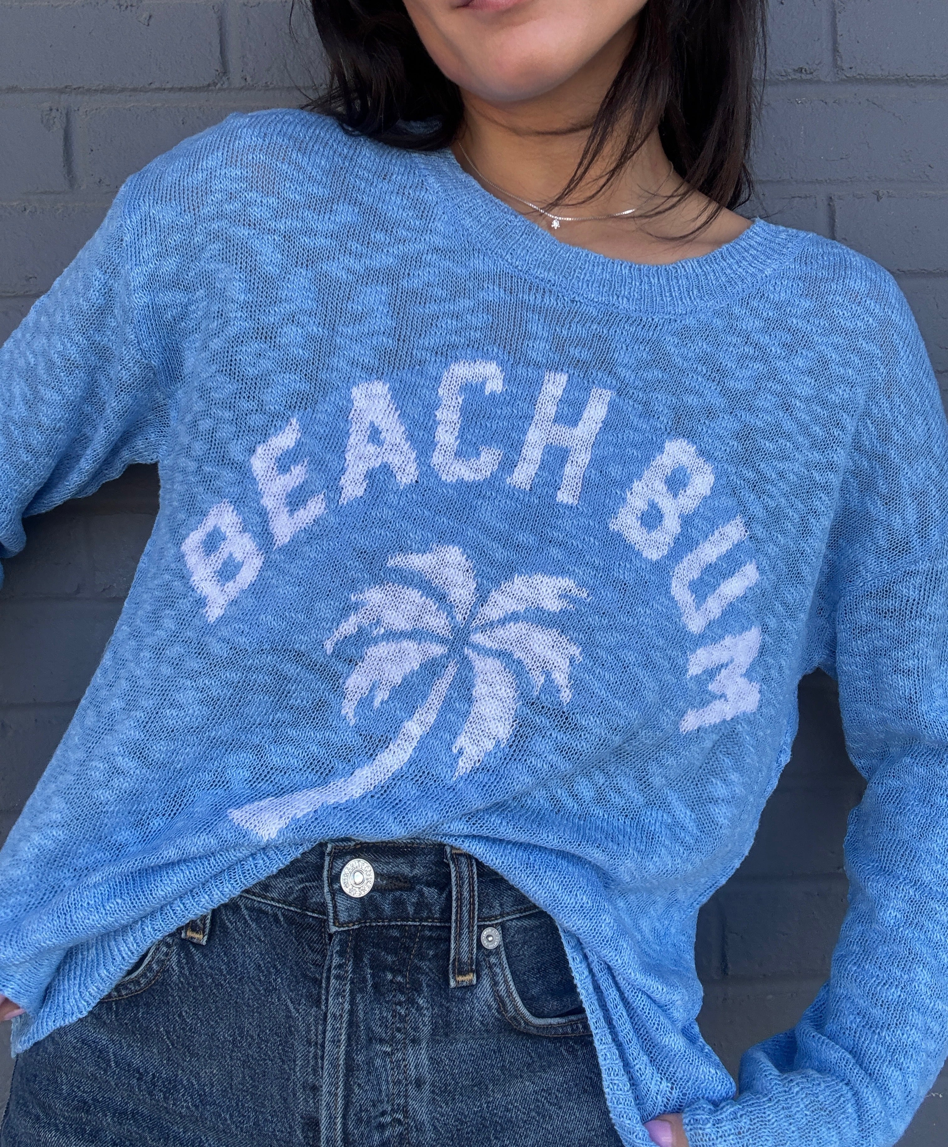 Beach Bum Slub Sweater - Soft & Stylish Oversized Knit Pullover for Women | Perfect for Beach Vacations, Casual Outings & Cozy Loungewear
