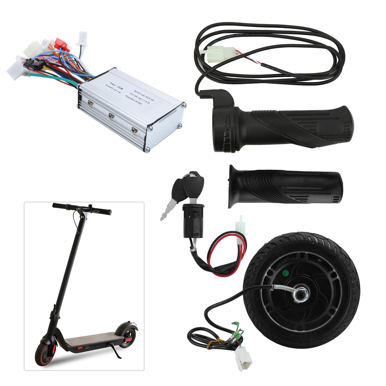 24V 350W Brushless Hub Motor Kit - 8 Inch Electric Scooter Conversion Set for DIY E-Scooter Upgrades | Perfect for Commuting, Campus Travel & Urban Mobility