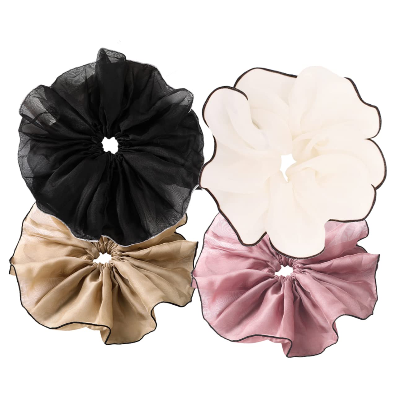 Beavorty 4-Piece Hair Rings & Elastic Hair Ties Set for Women - Soft Hair Ribbons, Scarves & Ropes for Thick Hair - Perfect for Everyday Styling, Work & Special Occasions